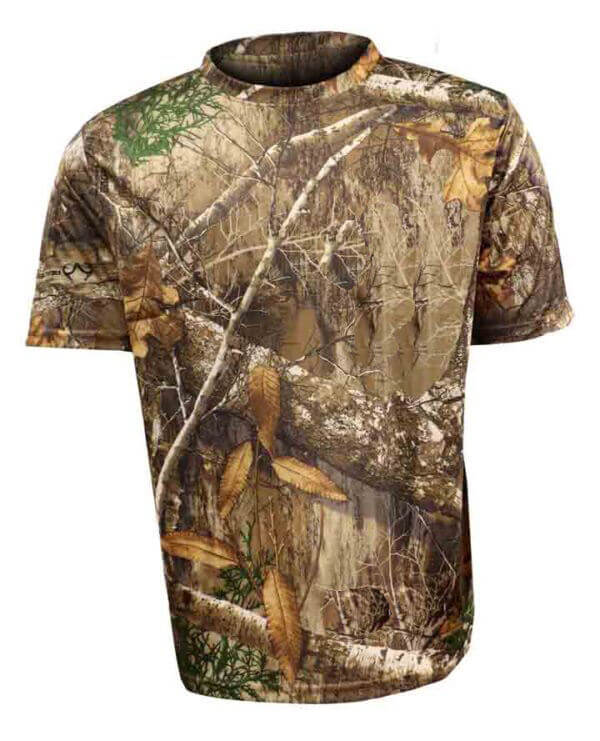 Men’s short sleeve tree camo cotton T-shirt with woodland camouflage design