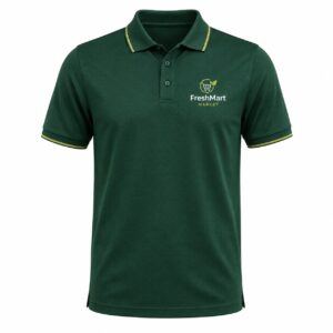 Custom supermarket staff polo shirt with custom logo and contrast trim