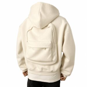 Custom backpack hoodie with built-in rear backpack pocket